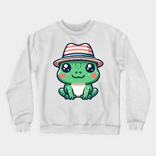 Stylish Frog with Hat Crewneck Sweatshirt